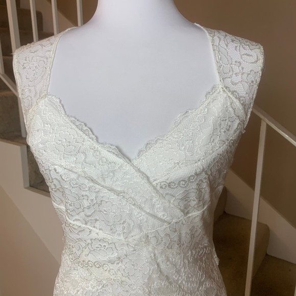 DB Studio Layered Floral Lace Short Bodycon Dress with Keyhole Back White Size 8 - Picture 6 of 16